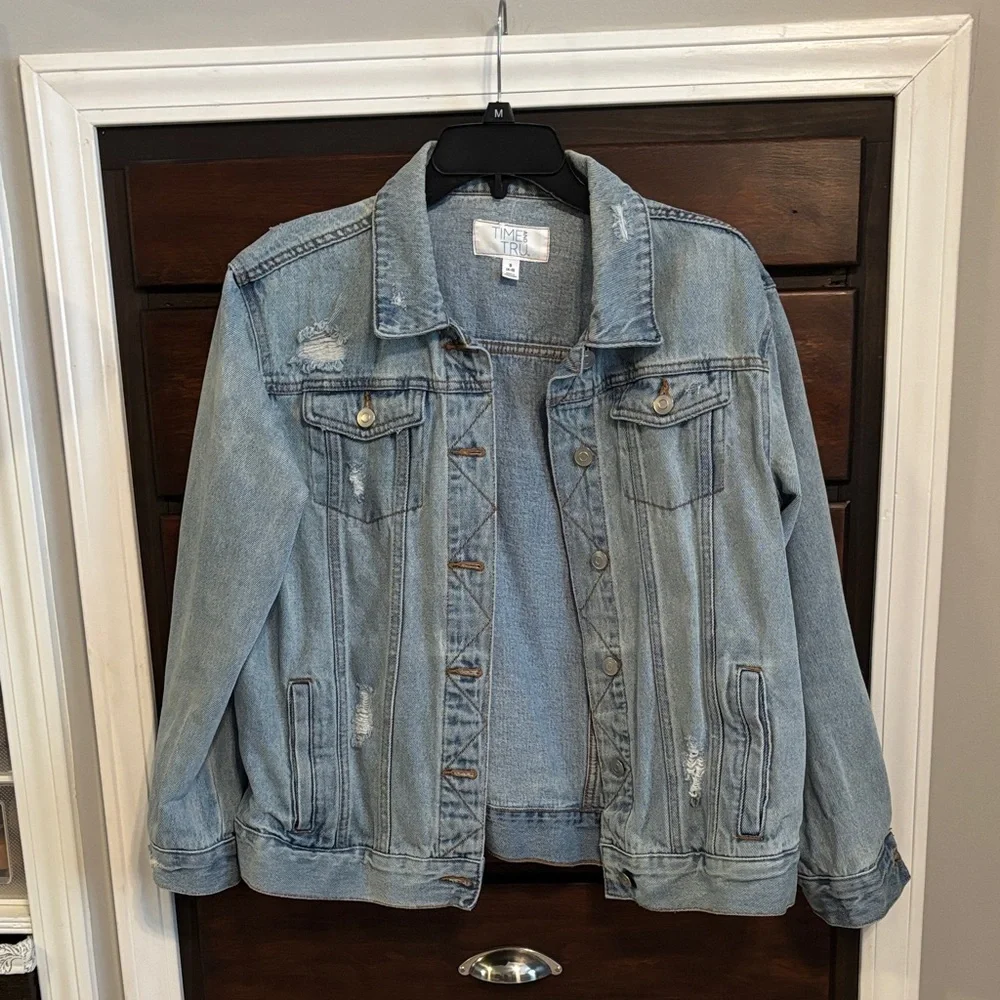 Time & Tru Oversized Blue Denim Jacket - Picture 1 of 10